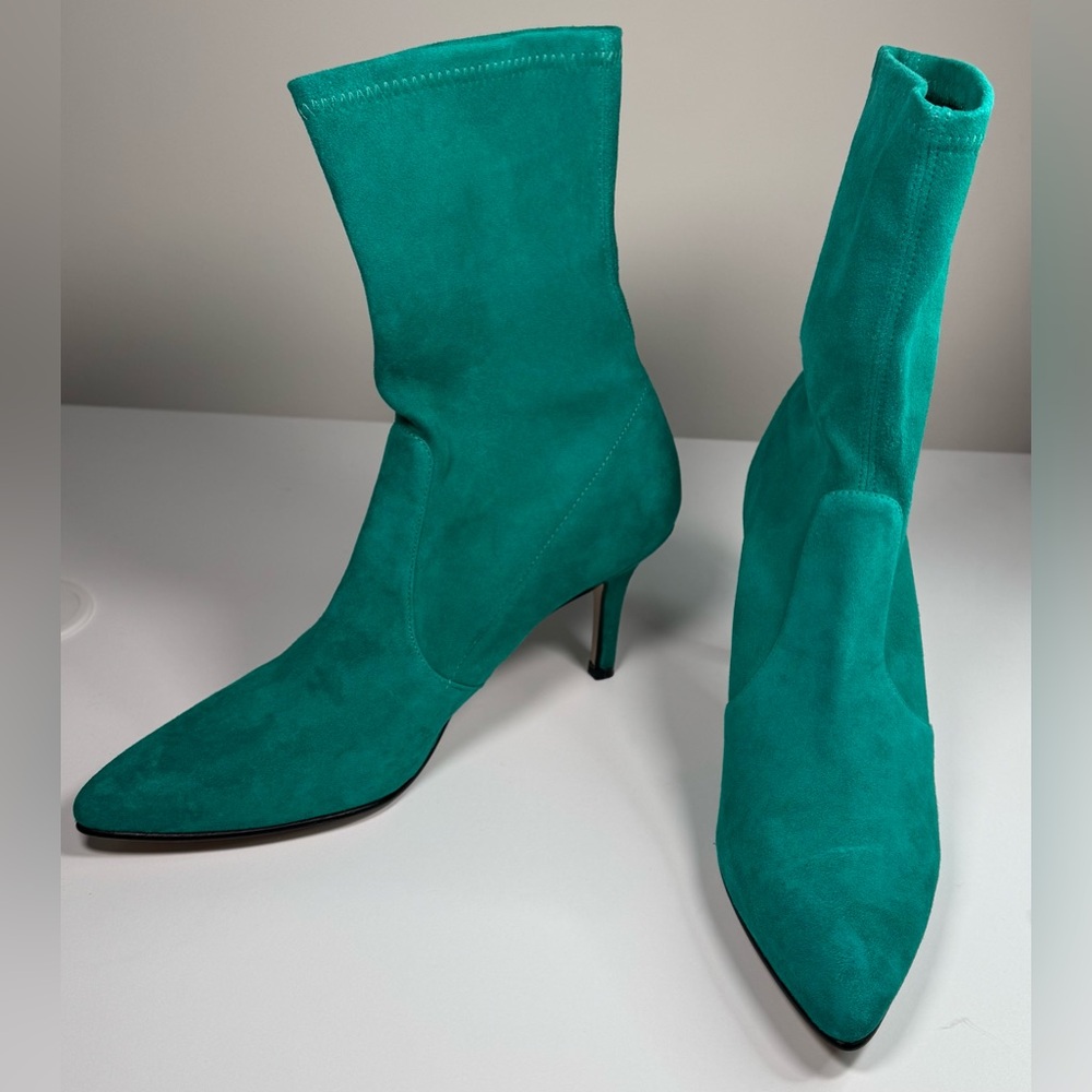Stuart Weitzman Teal Heeled Boots BARELY WORN